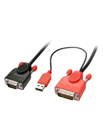 Lindy 41432 video cable adapter 3 m VGA (D-Sub) DVI-D + USB Black, Red