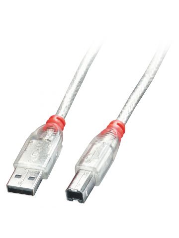 Lindy USB 2.0 cable type A/B, tranparent, 3m