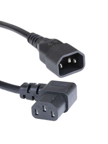 Cablenet 2m IEC C14 - Right Angle IEC C13 Black PVC 1.0mm Power Leads