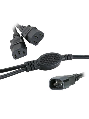 Cablenet 2.5m IEC C14 - 2 x IEC C13 0.5m Legs Black PVC Power Leads