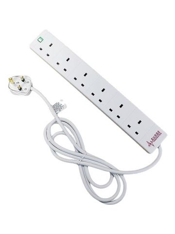 Cablenet 6 Way UK White 13Amp Surge Protected Power Strip with 2m Lead