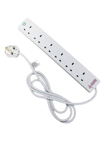 Cablenet 6 Way UK White 13Amp Surge Protected Power Strip with 5m Lead