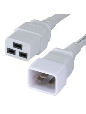 Cablenet 1m IEC C20 - IEC C19 White PVC 1.5mm Power Leads