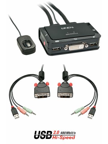Lindy 2 Port DVI-D Single Link Cable KVM Switch