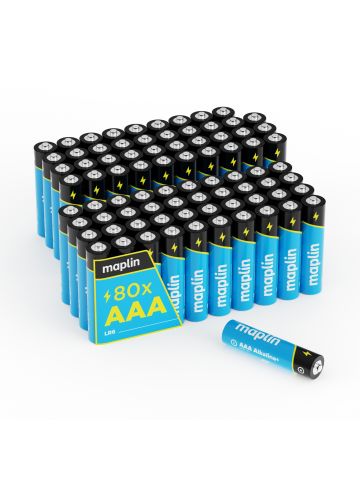 Maplin 80x AAA LR03 1.5V Alkaline Batteries 7 Year Shelf Life High Performance