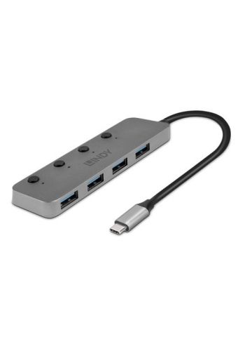 Lindy 4 Port USB 3.2 Type C Hub with On/Off Switches