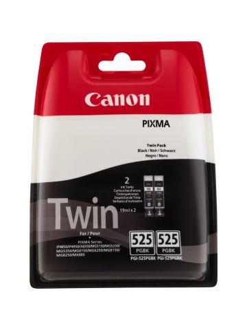 Canon 4529B010/PGI-525PGBK Ink cartridge black pigmented twin pack, 2x323 pages ISO/IEC 24711 19ml Pack=2 for Canon Pixma IP 4850/MG 5350/MG 6150/MG 6250/MX 885