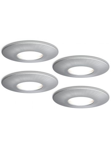 4lite IP65 GU10 Fire-Rated Downlight - Satin Chrome, Pack of 4