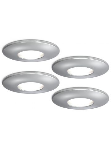 4lite IP20 GU10 Fire-Rated Downlight - Chrome, Pack of 4