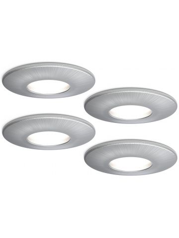 4lite IP20 GU10 Fire-Rated Downlight - Satin Chrome, Pack of 4