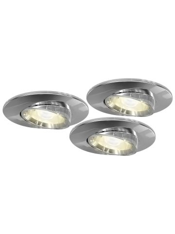 4lite WiZ Connected Fire-Rated IP20 GU10 Smart Adjustable LED Downlight - Chrome, Pack 3