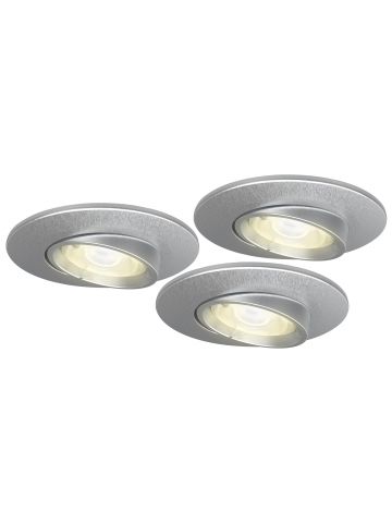 4lite WiZ Connected Fire-Rated IP20 GU10 Smart Adjustable LED Downlight - Satin Chrome, Pack of 3