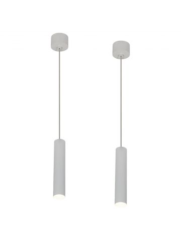 4lite Die-Cast Aluminium 3K Modern Slim 7W LED Pendant Light - White, Pack of 2