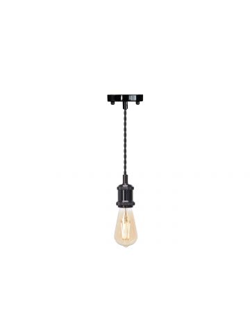 4lite Vintage Design Single Lighting Pendant with ST64 Amber Coated Filament LED Bulb - Blackened Silver