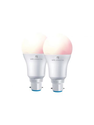 4lite WiZ Connected A60 Dimmable Multicolour WiFi LED Smart Bulb - B22 Bayonet, Pack of 2