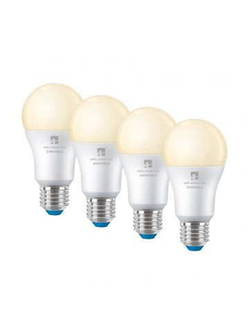 4lite WiZ Connected A60 Warm White WiFi LED Smart Bulb - E27 Large Screw, Pack of 4