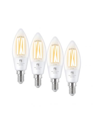 4lite WiZ Connected C35 Candle Filament White WiFi LED Smart Bulb - E14 Small Screw, Pack of 4