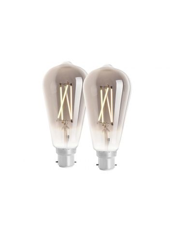 4lite WiZ Connected ST64 Smoky White WiFi LED Smart Bulb - B22 Bayonet, Pack of 2