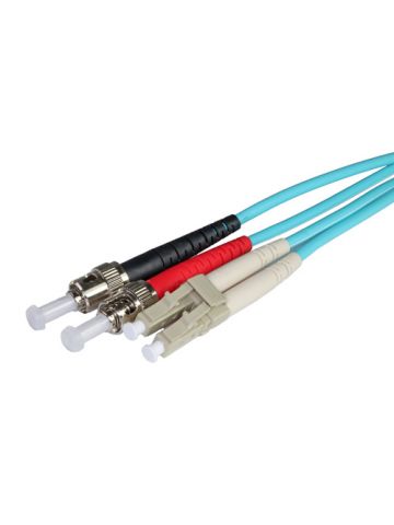 Cablenet 0.5m OM4 50/125 LC-ST Duplex Aqua LSOH Fibre Patch Lead