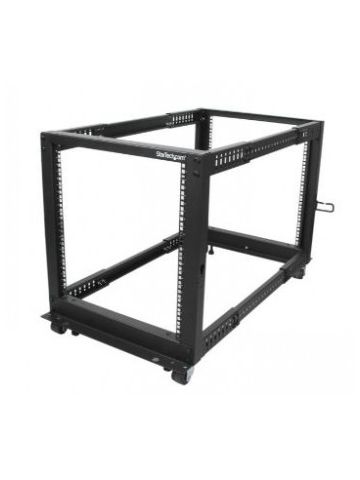 StarTech.com 12U Adjustable Depth Open Frame 4 Post Server Rack w/ Casters / Levelers and Cable Management Hooks