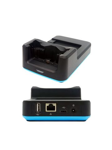 Unitech EA630 1-slot Ethernet and terminal charging cradle including 5V/3A 1010-900057G PSU (US/EU/UK plugs in the box). USB-Host and USB-C. USB-Host can be use for keyboard/mouse/memory stick. USB-C can be used for 2nd display (via &quot;DisplayLink&quot