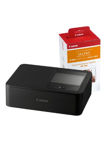 Canon SELPHY CP1500 Wireless Photo Printer inc RP-108 Ink Paper Set - Black