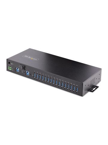 StarTech.com 16-Port Industrial USB 3.0 Hub 5Gbps, Metal, DIN/Surface/Rack Mountable, ESD Protection, Terminal Block Power, up to 120W Shared USB Charging, Dual-Host Hub/Switch