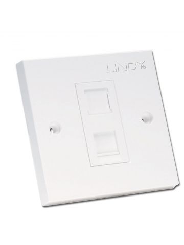 Lindy CAT6 Single Wall Plate with 1 x RJ-45 Shuttered Socket, Unshielded