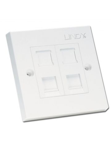 Lindy CAT6 Single Wall Plate with 2 x RJ-45 Shuttered Socket, Unshielded