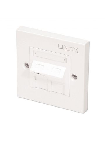 Lindy CAT5e Single Wall Plate with 1 x Angled RJ-45 Shuttered Socket, Unshielded