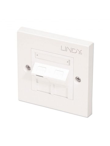 Lindy CAT6 Single Wall Plate with 1 x Angled RJ-45 Shuttered Socket, Unshielded