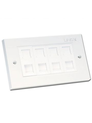 Lindy CAT5e Double Wall Plate with 4 x RJ-45 Shuttered Socket, Unshielded