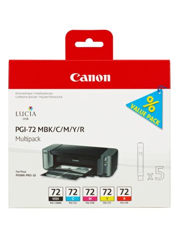 Canon 6402B009/PGI-72 Ink cartridge multi pack MBK,C,M,Y, R 5x14ml Pack=5 for Canon Pixma Pro 10