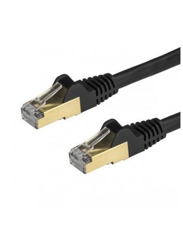 StarTech.com 2 m CAT6a Ethernet Cable - 10 Gigabit Shielded Snagless RJ45 100W PoE Patch Cord - 10GbE STP Category 6a Network Cable w/Strain Relief - Black Fluke Tested UL/TIA Certified