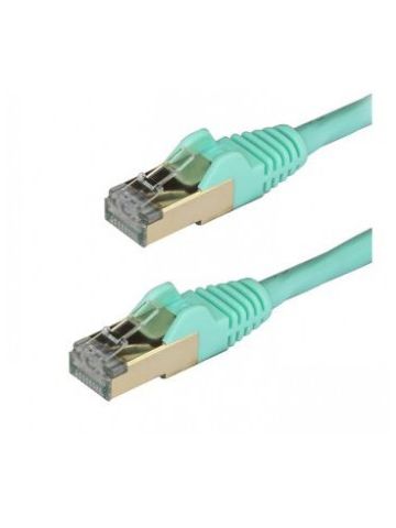 StarTech.com 0.50 m CAT6a Ethernet Cable - 10 Gigabit Shielded Snagless RJ45 100W PoE Patch Cord - 10GbE STP Category 6a Network Cable w/Strain Relief - Aqua Fluke Tested UL/TIA Certified