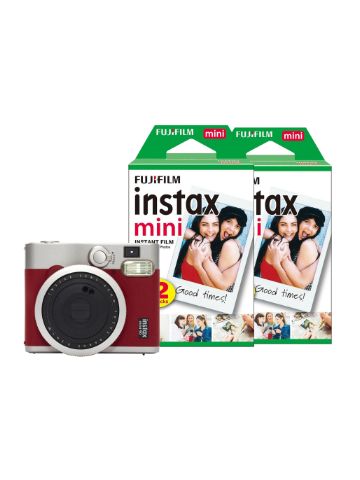 Fujifilm Instax Mini 90 Instant Camera, Case & Album Bundle (50 Shots) - Red