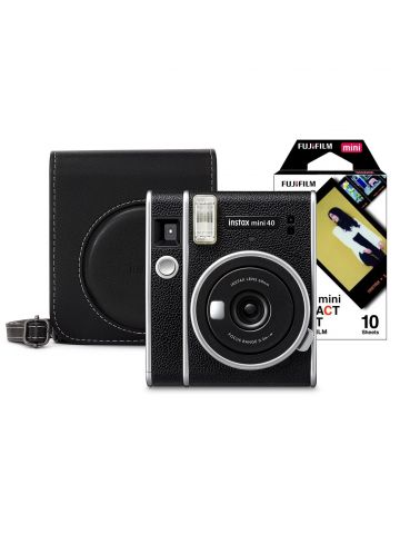 Fujifilm Instax Mini 40 Instant Camera with 10 Shot Contact Sheet Deco Film and Case  Black