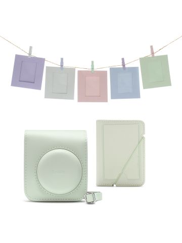 Fujifilm Instax Mini 12 Accessory Kit with Case, Photo Album, Hanging Cards & Pegs - Mint Green