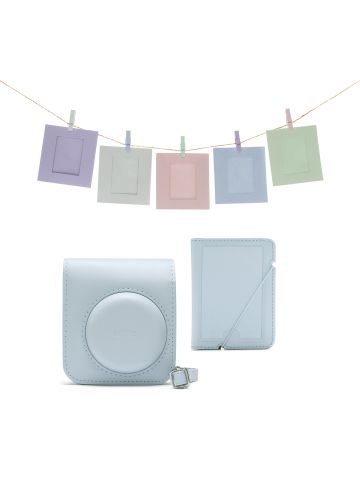 Fujifilm Instax Mini 12 Accessory Kit with Case, Photo Album, Hanging Cards & Pegs - Pastel Blue