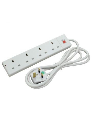 Lindy 5m 4-Way UK Mains Power Extension, White