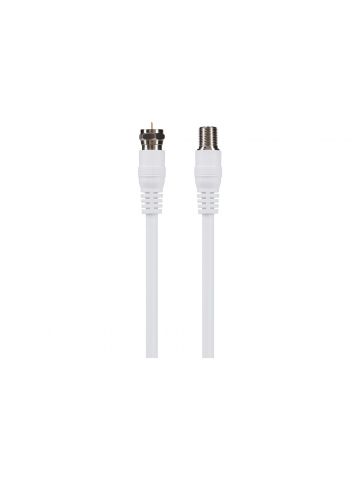 Maplin F Type Male to F Type Female TV Satellite Aerial Coaxial Extension Cable - White, 10m