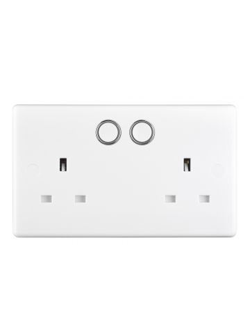 BG Electrical Slim Nexus Double Switched 13A Power Socket + Smart Home Control - White