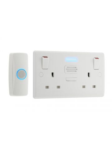 BG Electrical Nexus Double Switched 13A Power Socket with Door Chime - White