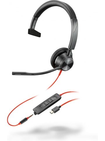 POLY Blackwire 3315 Monaural USB-C Headset +3.5mm Plug +USB-C/A Adapter