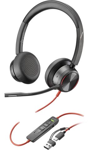 POLY Blackwire 8225 Stereo USB-C Headset +USB-C/A Adapter