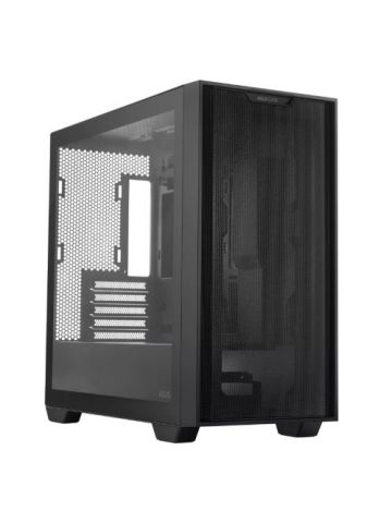 ASUS A21 Gaming Case w/ Glass Window, Micro ATX, Mesh Front, 380mm GPU & 360mm Radiator Support, Asus BTF Compatible, Black