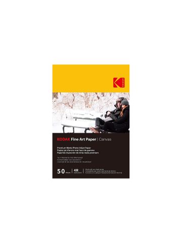 Kodak Fine Art Canvas 4R 102x152mm Premium Matte Photo Inkjet Paper - 50 Sheets