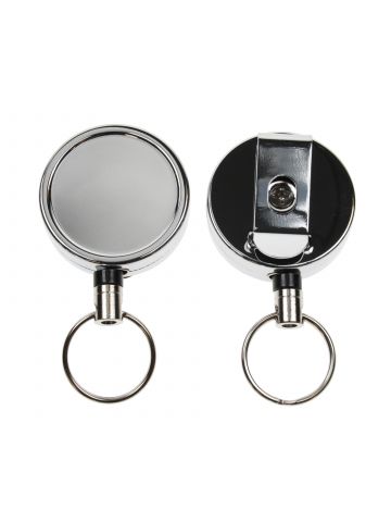 Digital ID Chrome ID Badge Reels with Key Ring (Pack of 50)