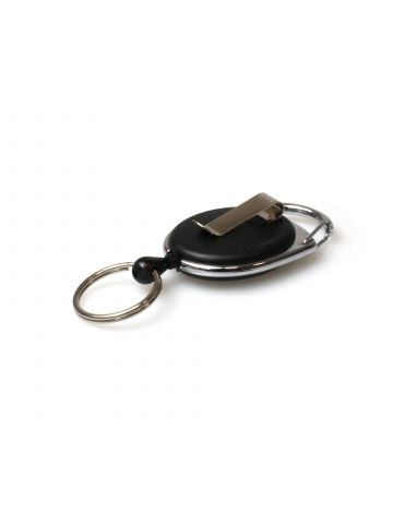 Digital ID Black Solid Carabiner Card Reels with Belt and Key Rings (Pack of 50)