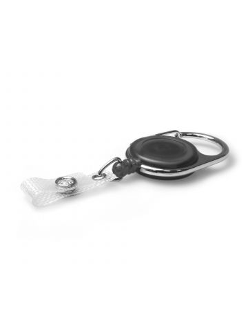 Digital ID Black Translucent Carabiner Card Reels with 19mm Recess and Reinforced Straps - Pack of 50